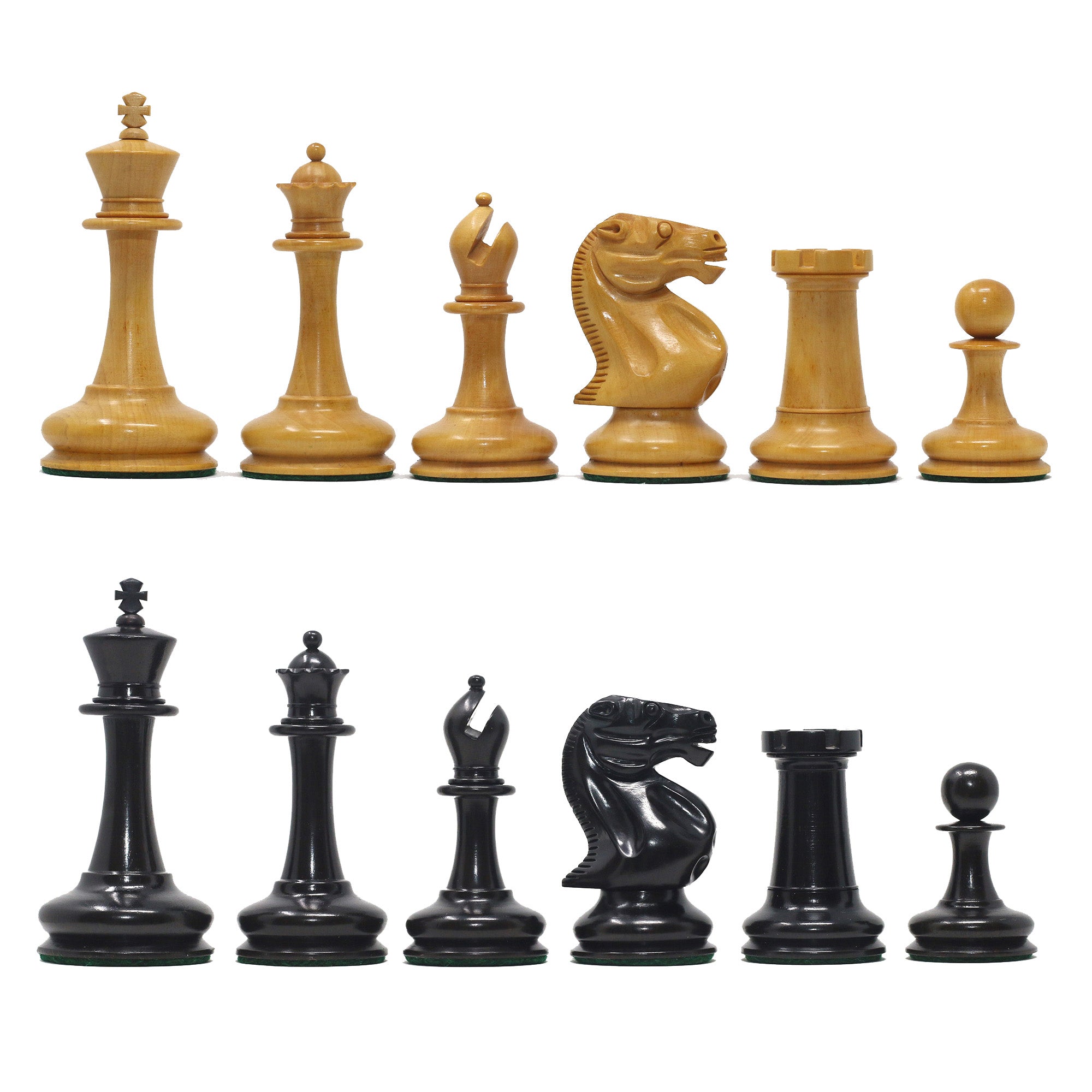 Vintage Continental Club Reproduction 3.25" Ebony & Original Aged Look Boxwood Chess Set