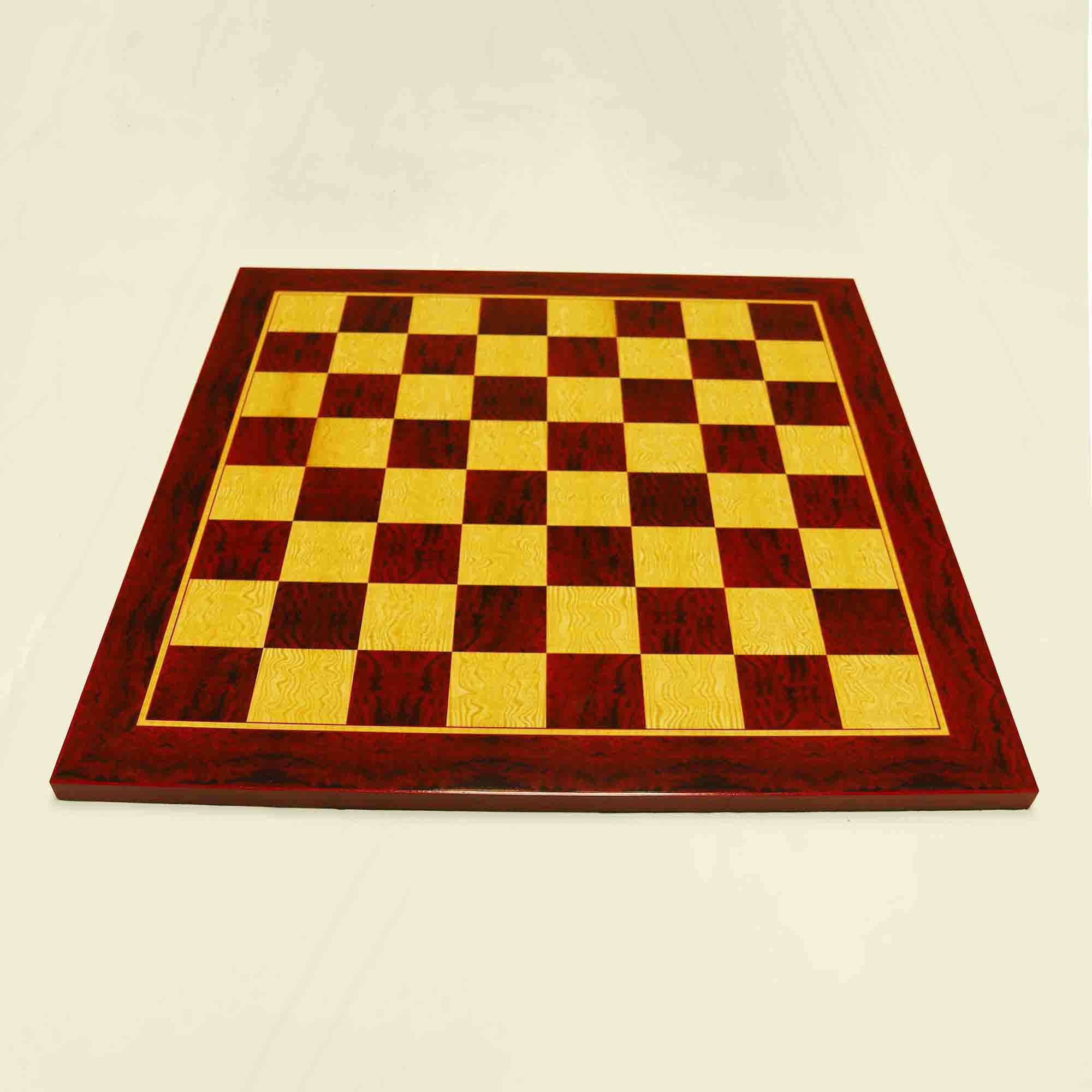Chess Board square size 2.25" X 2.25" in Burl Padouk and Burl Maple Wood Look for 4" to 4.125" Chess Set