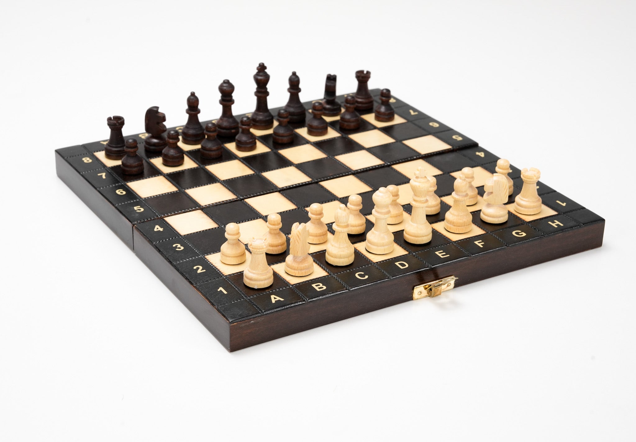 10.5" Wooden Travel Chess and Backgammon Game